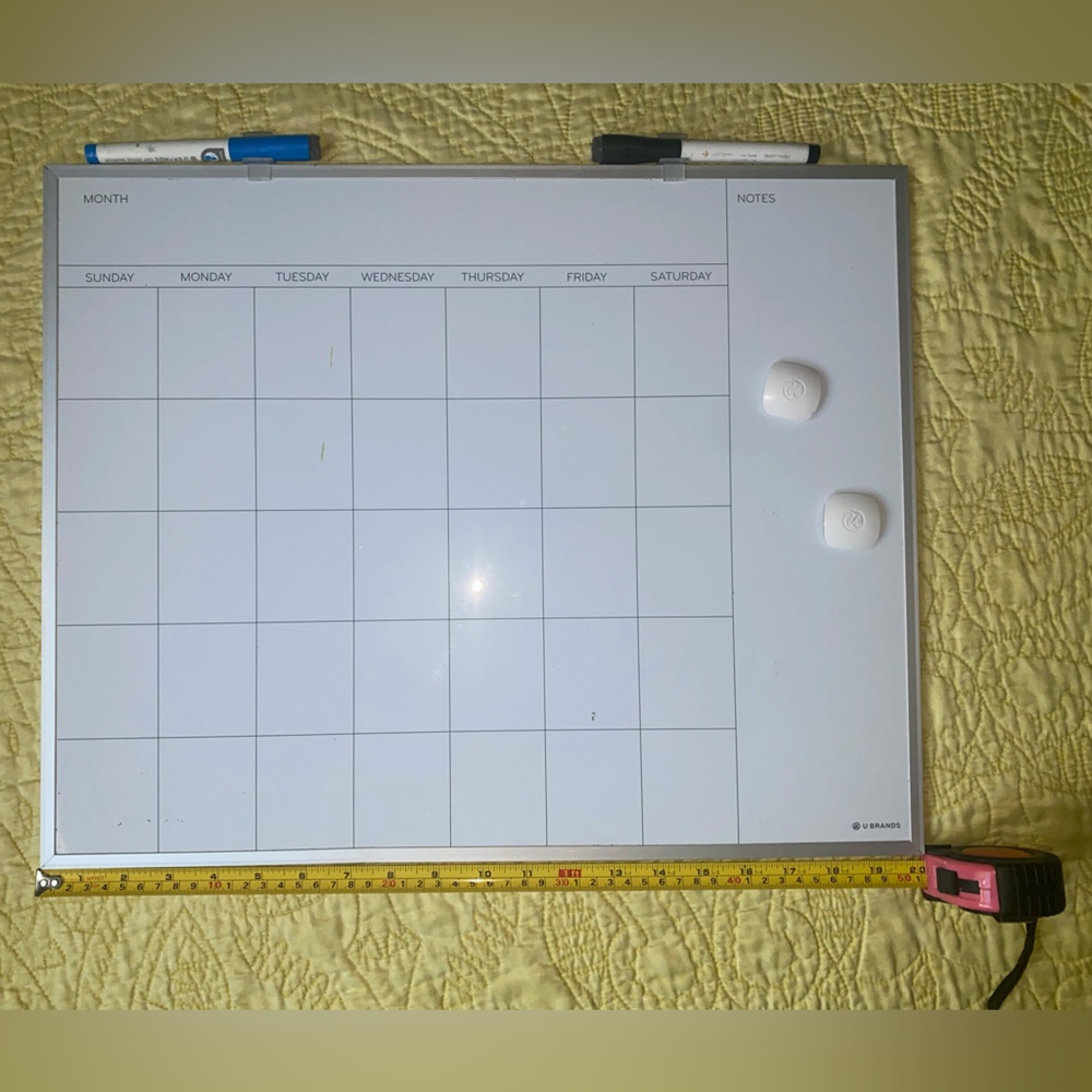 White Magnetic Dry Erase Calendar Board